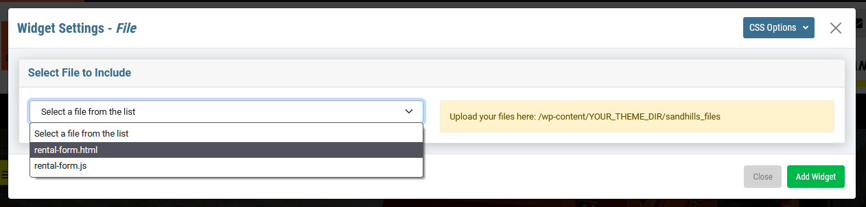 Add a File Wiget